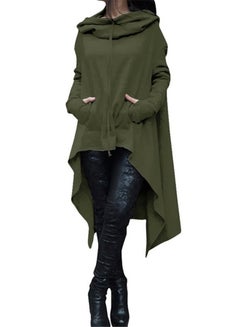 Buy Long Sleeve Hooded Pullover Army Green in UAE