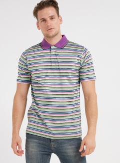 Buy Short Sleeves Striped Polo T-Shirt Multicolour in Saudi Arabia