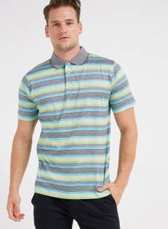 Buy Short Sleeves Striped Polo T-Shirt Multicolour in Saudi Arabia