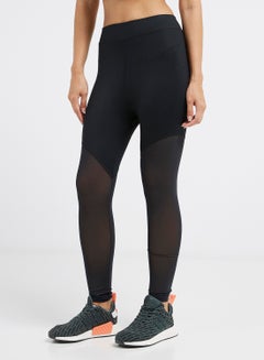 Buy Skinny High-Rise Mesh Leggings Black in UAE