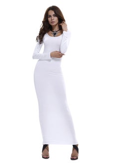 Buy Long Sleeves A-Line Classic Maxi Dress White in UAE