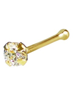 Buy 14K Solid Gold 2.5mm Clear CZ Bone Nose Stud in Saudi Arabia