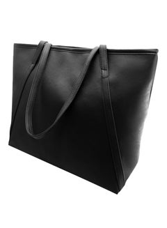 Buy Faux Leather Tote Bag Black in Saudi Arabia