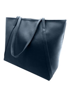 Buy Faux Leather Tote Bag Blue in Saudi Arabia