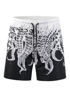 Buy 2018 3D Octopus Print Beach Short Black/White in UAE