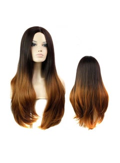 Buy Heat Resistant Long Straight Hair Wig Black/Brown 55centimeter in UAE