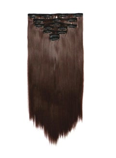 Buy 7 Piece Long Straight Hair Extensions Brown 55cm in UAE