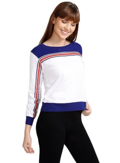 Buy Long Sleeve Cotton Sweatshirt White/Blue in UAE