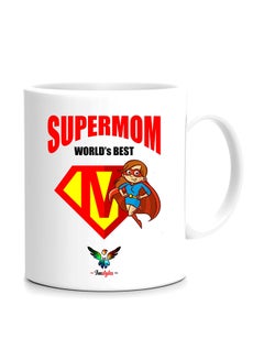 Buy Supermom World's Best Mom Printed Mug White/Red/Yellow 10cm in Egypt