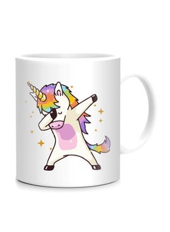 Buy Dabbing Unicorn Funny Printed  Mug White 10cm in UAE