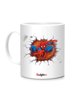 Buy Spiderman 3D Break Through Printed Mug White/Red/Blue 10cm in UAE