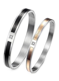Buy 2-Piece Titanium Steel Couple Bracelet Set in Saudi Arabia