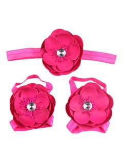 Buy Flower Design Barefoot Sandals With Headband Pink in UAE