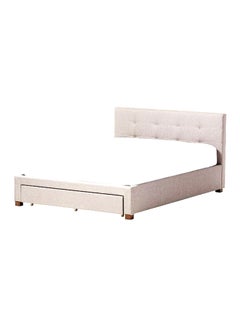 Buy Contemporary Platform Storage Bed Without Mattress Beige Queen in UAE