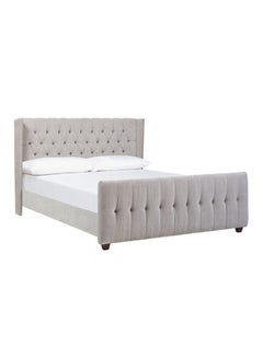 Buy David Tufted Wingback Bed Without Mattress Grey King in UAE