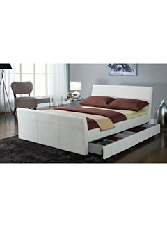 Buy Dresden Bed With Mattress White/Yellow King in UAE