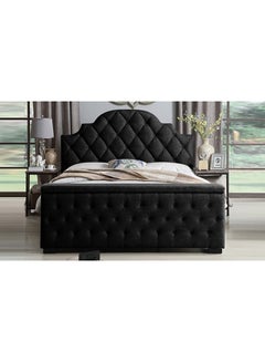 Buy Footboard Storage Bed Without Mattress Black King in UAE