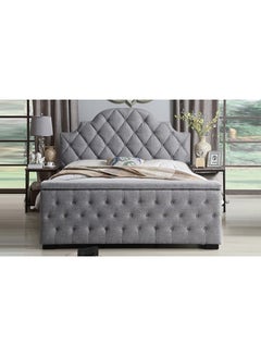 Buy Footboard Storage Bed Without Mattress Grey King in UAE