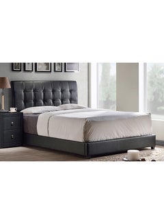 اشتري Lusso Tufted Faux Leather Bed Without Mattress Black Super King في الامارات