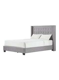 اشتري Melina Tufted Wingback Bed With Mattress Grey/White Queen في الامارات