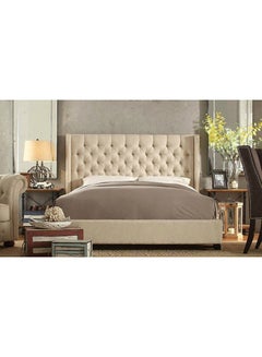 اشتري Skyline Wingback Tufted Bed Frame With Mattress Beige/White Queen في الامارات