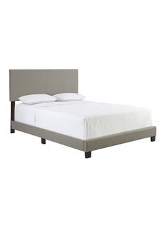 Buy ZanderPadded PlatformBed Without Mattress Grey King in UAE