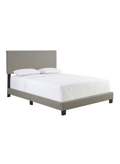 اشتري ZanderPadded PlatformBedWithMattress Grey/White Queen في الامارات