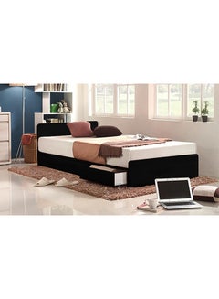 Buy 3-Drawer Storage Bed With Mattress Black/White Single in UAE