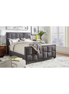 Buy Upholstered Bed Frame Without Mattress Charcoal Grey Super King in UAE