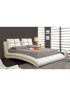 Buy Upholstered Curved Bed Frame With Mattress Off White/White King in UAE