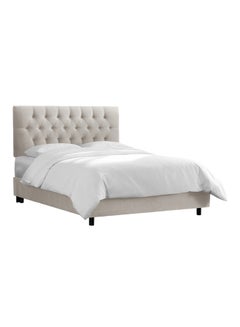 A To Z Furniture Velvet Tufted Bed, Velvet Tufted Headboard Light Grey