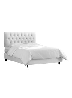 اشتري Velvet Tufted Bed With Mattress White Super King في الامارات