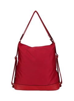 Buy Leather Adjustable Strap Hobo Bag Dark Red in Saudi Arabia