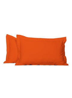 Buy 2-Piece Egyptian Cotton Pillowcase Set Cotton Orange in Saudi Arabia