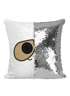 Buy Binoculars Sequined Throw Pillow polyester Silver/White/Beige 16x16inch in UAE