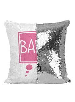 Buy Baby Sequined Throw Pillow Silver/White/Pink 16x16inch in UAE
