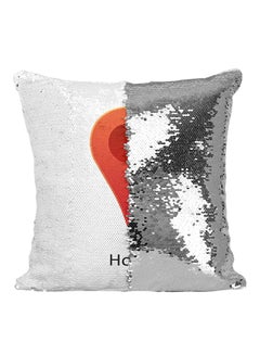 Buy Home Pillow Gps Mark Sequined Throw Pillow polyester Silver/White/Red 16x16inch in UAE