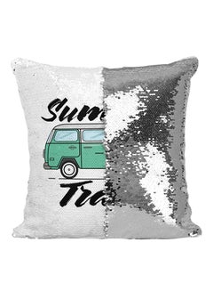 Buy Summer Travel Van Sequined Throw Pillow Multicolour 16x16inch in UAE