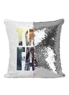 Buy The Walking Dead TV Show Sequined Throw Pillow Silver/White/Blue 16x16inch in UAE