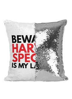 Buy Beware Harvey Specter Is My Lawyer Sequined Throw Pillow Silver/White/Red 16x16inch in Saudi Arabia