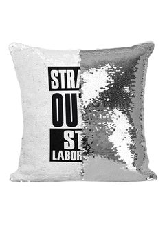 اشتري Straight Outta Star Laboratories Sequin Throw Pillow أبيض/أسود/فضي 16x16 بوصة في الامارات