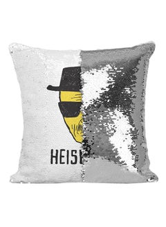 Buy Heisenberg Face Sequin Throw Pillow Silver/White/Yellow 16x16inch in UAE