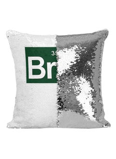 Buy Br Ba Sequin Throw Pillow Silver/White/Green 16x16inch in UAE