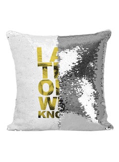 اشتري I Am The One Who Knocks Sequin Throw Pillow الفضي/ الذهبي / الأبيض 16x16 بوصة في الامارات