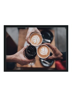 Buy Coffee Friend Wooden Framed Wall Art Painting Multicolour in Saudi Arabia