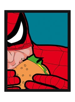 Buy Spiderman Super Hero Pop Art Wall Poster With Frame Red/Blue/White 40x55cm in UAE