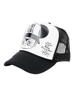 Buy Cartoon Printed Cotton Hip-Hop Baseball Cap Black/White in Saudi Arabia