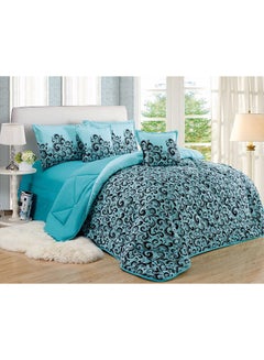 Buy 4-Piece Paisley Printed Comforter Set Microfiber Blue/Black Twin/Single in Saudi Arabia