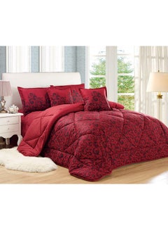 Buy 4-Piece Paisley Printed Comforter Set Microfiber Maroon/Black Twin/Single in Saudi Arabia