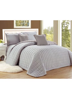 Buy 6-Piece Quilted Compressed Comforter Set Microfiber Grey King in Saudi Arabia